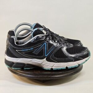 New Balance 680 V2 Shoes Womens Size 8.5 Black Blue Mesh Running Sneakers W680BK